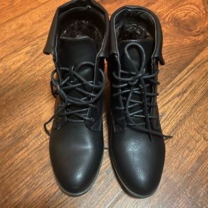 Never worn black lace up booties